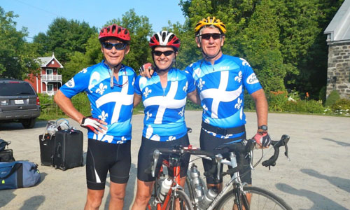 Cyclists in Quebec Cycling Jerseys