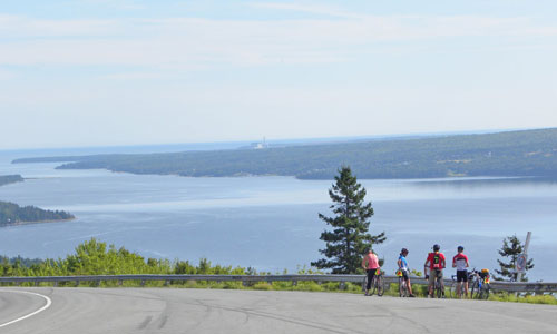 Cabot Trail and cyclist