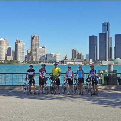 Eries Shores bicycle tour at Windsor overlooking Detroit