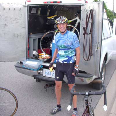 Cyclist in truck
