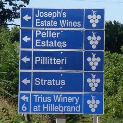 Sign with names of Wineries
